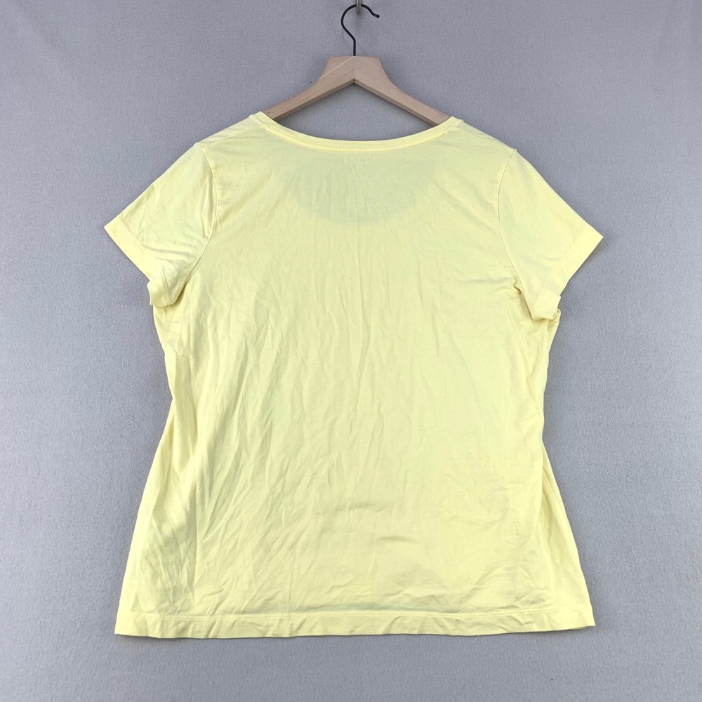 Lands End Scoop Neck T-Shirt Women XL Yellow Casual Short Sleeve Cotton Blend - Picture 2 of 7